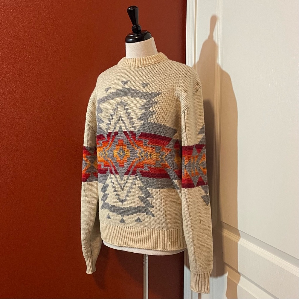 Pendleton Men’s VTG 70’s Western High Grade Wool Pullover‎ Chunky Aztec Sweater